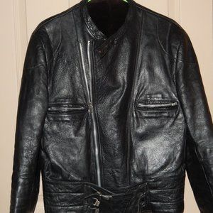Black Unisex Motorcycle Leather Jacket